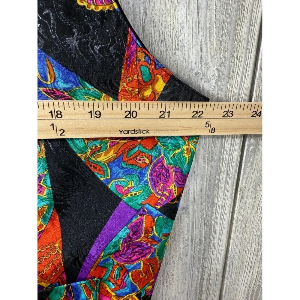 Sine Qua Non Vintage 90s Baroque Scarf Print Vest Multi Color Mens Large L